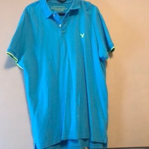 Blue and neon yellow American Eagle shirt